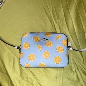 Coach Blue and Orange Citrus Print Crossbody Bag